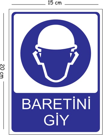 Metal Baretini Giy 15x20 cm Uyarı İş Güvenliği Levhası