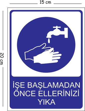 Metal Ellerinizi Yıkayın 15x20 cm Uyarı İş Güvenliği Levhası