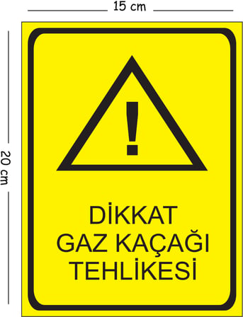 Metal Dikkat Gaz Kaçağı Tehlikesi 15x20 cm Uyarı İş Güvenliği Levhası
