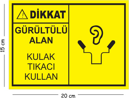 Metal Dikkat Gürültülü Alan Kulaklık Kullan 2 15x20 cm Uyarı İş Güvenliği Levhası