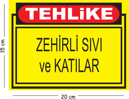 Metal Tehlike Zehirli Sıvı Ve Katılar 15x20 cm Uyarı İş Güvenliği Levhası