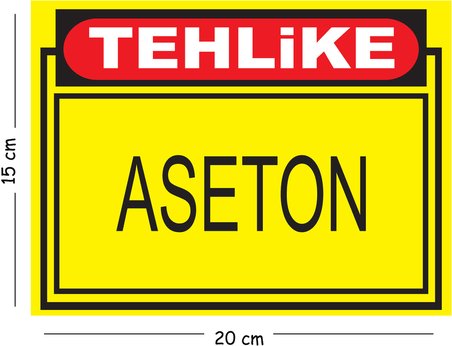 Metal Tehlike Aseton 15x20 cm Uyarı İş Güvenliği Levhası