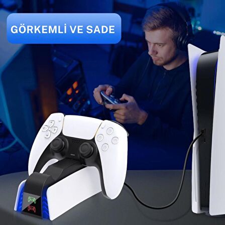 Cosmostech PS5 Dualsense Joystick Hızlı Şarj İstasyonu LED Göstergeli YH-54 Playstation 5 Controller Charger Dock