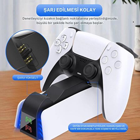 Cosmostech PS5 Dualsense Joystick Hızlı Şarj İstasyonu LED Göstergeli YH-54 Playstation 5 Controller Charger Dock