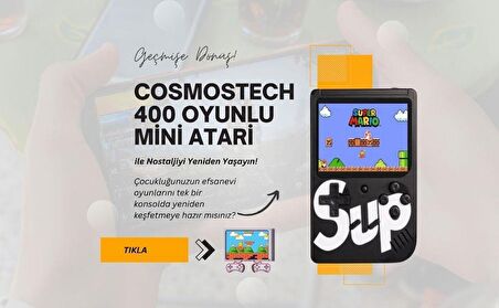 Cosmostech Sup Game Box Plus 400 Oyunlu Taşınabilir Mario Oyunlu Retro El Atarisi Siyah