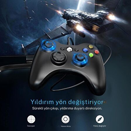 Cosmostech PLAY X PC , XBOX 360 Uyumlu Kablolu Wired Oyun Kolu Gamepad Controller Siyah