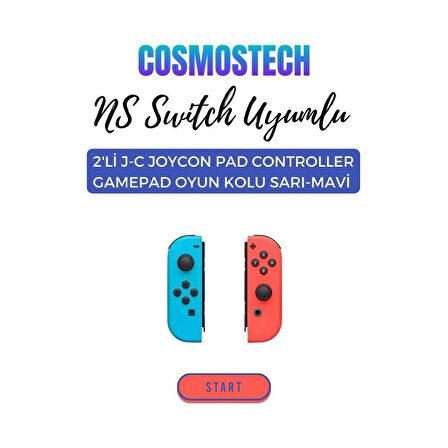 Cosmostech NS Switch Uyumlu 2'li J-C Joycon PAD Controller Gamepad Oyun Kolu Turuncu-Mor