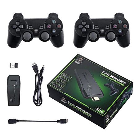 Cosmostech 4K Ultra HD Game Stick Lite , Retro Atari Video Oyunlu Gaming Oyun Konsolu , 2.4G Kablosuz Çift Kollu Gamepad