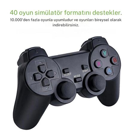 Cosmostech 4K Ultra HD Game Stick Lite , Retro Atari Video Oyunlu Gaming Oyun Konsolu , 2.4G Kablosuz Çift Kollu Gamepad