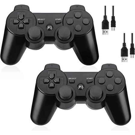 Cosmostech P3 Doubleshock PS3 Playstation 3 için Uyumlu Kablosuz Titreşimli Oyun Kolu Gamepad Joystick Controller Siyah