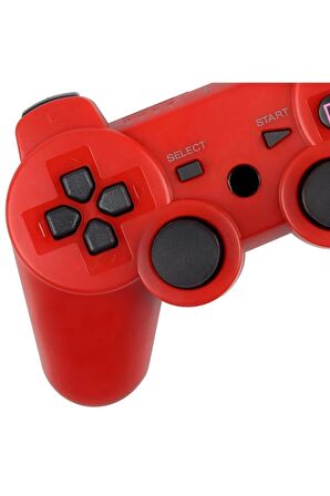 Cosmostech P3 Doubleshock PS3 Playstation 3 için Uyumlu Kablosuz Titreşimli Oyun Kolu Gamepad Joystick Controller Kırmızı