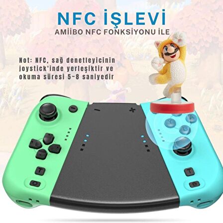 Cosmostech NS Switch Uyumlu 2'li J-C Joycon PAD Controller Gamepad Oyun Kolu Turkuaz-Yeşil