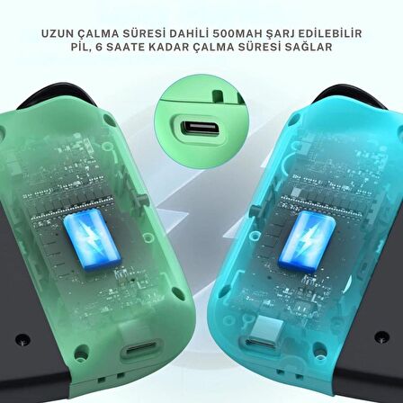 Cosmostech NS Switch Uyumlu 2'li J-C Joycon PAD Controller Gamepad Oyun Kolu Turkuaz-Yeşil