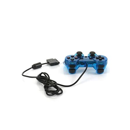 Cosmostech PS2 Controller Oyun Kolu , Titreşimli Gamepad Joystick Mavi