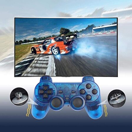 Cosmostech PS2 Controller Oyun Kolu , Titreşimli Gamepad Joystick Mavi