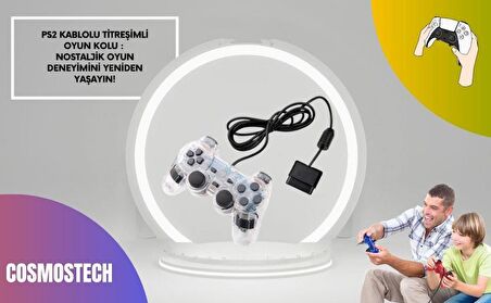 Cosmostech PS2 Controller Oyun Kolu , Titreşimli Gamepad Joystick