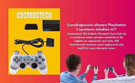 Cosmostech PS2 Controller Oyun Kolu , Titreşimli Gamepad Joystick