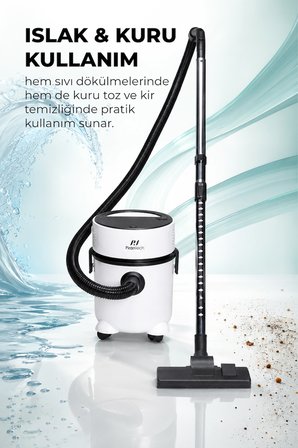 ES-07 Panda Islak & Kuru Elektrikli Süpürge | 1000W Güçlü Motor | HEPA Filtreli | Toz Torbasız