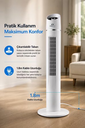 EV-116 Dikey Kule Tipi Vantilatör | Modern Tasarım | Etkili Serinlik