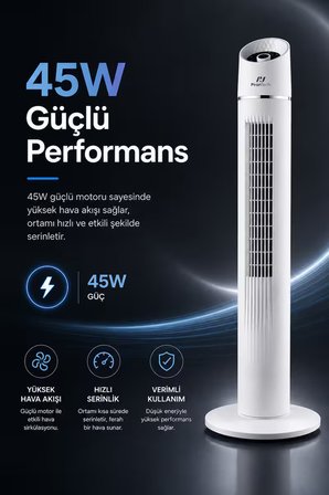 EV-116 Dikey Kule Tipi Vantilatör | Modern Tasarım | Etkili Serinlik