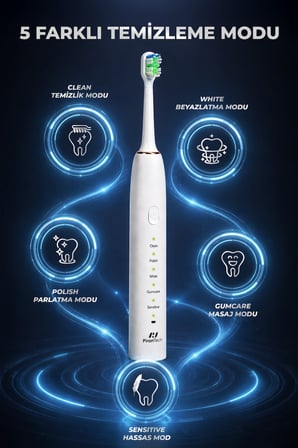 KD-194 Şarjlı Diş Fırçası | 5 Farklı Mod Type-C Şarjlı IPX7 Su Geçirmez