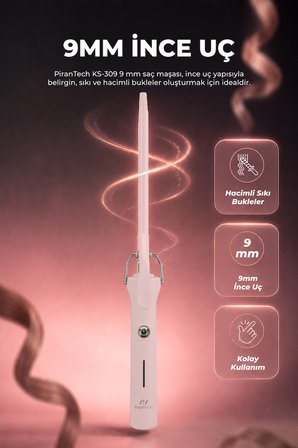 KS-309 9mm Profesyonel İnce Saç Maşası - Afro Dalgası ve Sık Bukle Yapıcı
