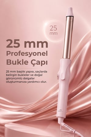 KS-625 Profesyonel Dijital Saç Maşası 25 mm, LED Ekranlı, 140-200°C Isı Ayarlı