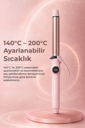 KS-625 Profesyonel Dijital Saç Maşası 25 mm, LED Ekranlı, 140-200°C Isı Ayarlı