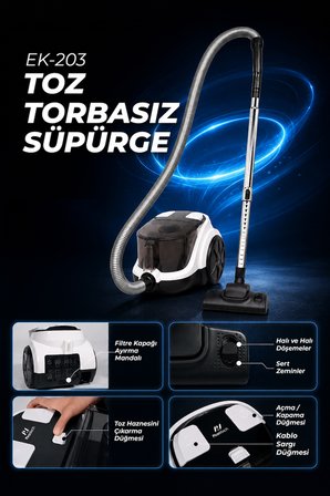 EK-203 Toz Torbasız Elektirikli Süpürge