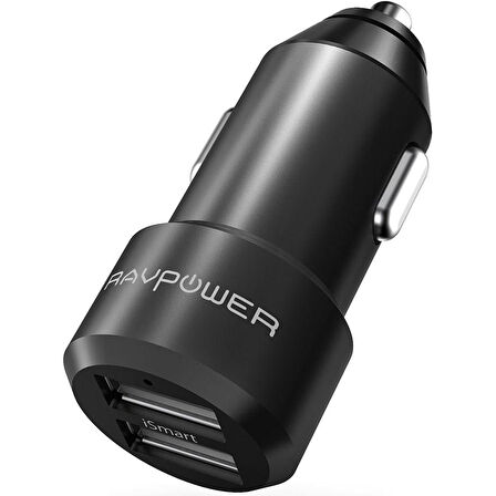 RavPower RP-VC006 Ultra İnce/Ufak 24W 4.8A Çift Çıkış iSmart Araç Şarjı Siyah