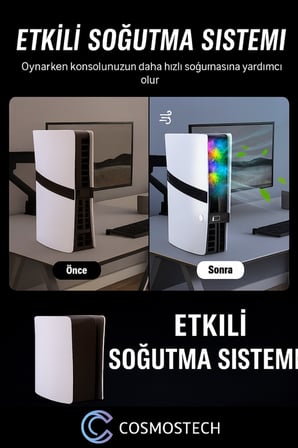 Cosmostech JYS RGB Cooling Fan PS5/PRO Slim Disc-Dijital Versiyon