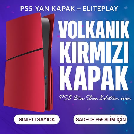 Ps5 Slim Faceplate Kapak Seti – Disc CD & Digital Edition Uyumlu Ön/arka Kasa Değişim Cover Case Volcanic Red