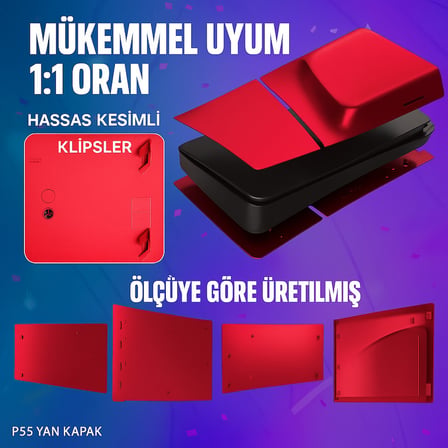 Ps5 Slim Faceplate Kapak Seti – Disc CD & Digital Edition Uyumlu Ön/arka Kasa Değişim Cover Case Volcanic Red