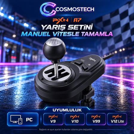 Cosmostech PXN A7 Gaming Shifter 6+1 Manuel Direksiyon Vitesi – PC ve PXN V9 V10 V99 V12 Lite Uyumlu
