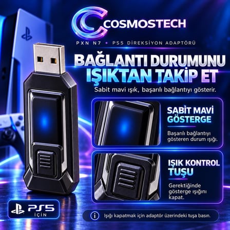 Cosmostech PXN N7 PS5 Direksiyon Dönüştürücü Adaptör – Racing Wheel Converter USB V3 Pro V9 V9 Gen2 Uyumlu