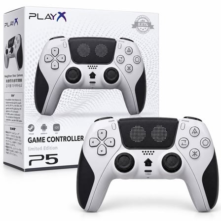 Cosmostech Play X CS-075 Kablosuz Oyun Kolu – PS5 PC Nintendo Switch Mobil Steam Uyumlu Wireless Gamepad Beyaz-Siyah Pixel Desenli