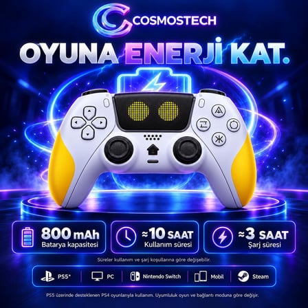 Cosmostech Play X CS-076 Kablosuz Oyun Kolu – PS5 PC Nintendo Switch Mobil Steam Uyumlu Wireless Gamepad Beyaz-Sarı