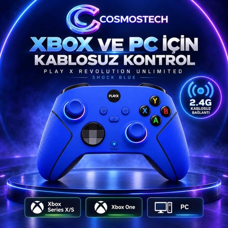 Cosmostech Play X Revolution Unlimited CS-083 2.4G Kablosuz Oyun Kolu – Xbox Series X/S Xbox One PC Uyumlu Wireless Gamepad Shock Blue