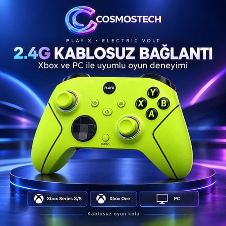 Cosmostech Play X Revolution Unlimited CS-085 2.4G Kablosuz Oyun Kolu – Xbox Series X/S Xbox One PC Uyumlu Wireless Gamepad Electric Volt