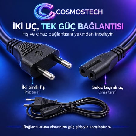 Cosmostech CS-017 PS5 PS4 Xbox Uyumlu AC Güç Kablosu – Oyun Konsolu Elektrik Power Cable