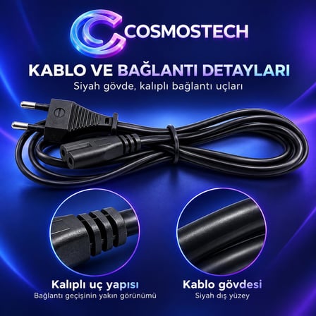 Cosmostech CS-017 PS5 PS4 Xbox Uyumlu AC Güç Kablosu – Oyun Konsolu Elektrik Power Cable