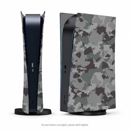 Cosmostech PS5 Fat Digital Edition Uyumlu Konsol Koruyucu Kapak Seti CS5-022 – PlayStation 5 Dijital Sürüm Yan Panel Faceplate Army Kamuflaj