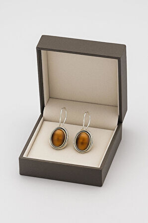 Sarma Serisi Kaplangözü Taşlı El İşi Kadın Otantik Gümüş Küpe