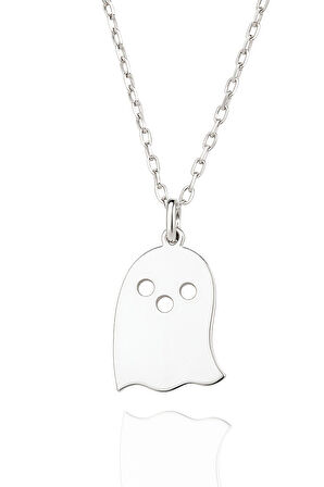 Yeni Yıl Halloween Hayalet 925 Ayar Gümüş Kolye