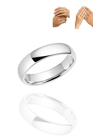  6 Mm Sade Bombeli Gümüş Alyans Söz Nişan Yüzüğü 925 Ayar Yüzük 1 Adet