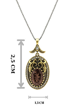 Lale Motifli Oval Zirkon Taşlı Renk Seçenekli Otantik Ayarlanabilir Gümüş Kolye 