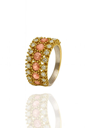 Zirkon Taşlı Renk Seçenekli Otantik Kadın Gümüş Yüzük