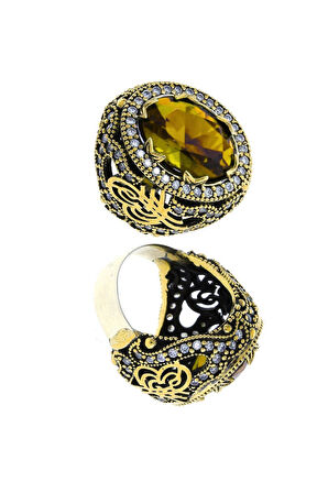 Sultani Serisi Kaplan Gözü Taşlı Otantik 925 Ayar Gümüş Kadın Yüzük 