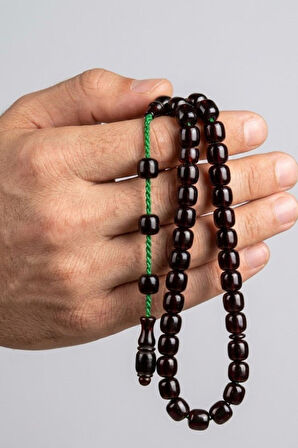 Sıkma Serisi Kırmızı Bilek Boy Kehribar Tesbih Sistem Püsküllü