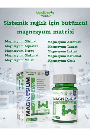Magnezyum All Forms (SİTRAT, MALAT, BİSGLİSİNAT, TAURAT, LAKTAT, ASKORBAT, GLUKONAT, ASPARTAT, B6)